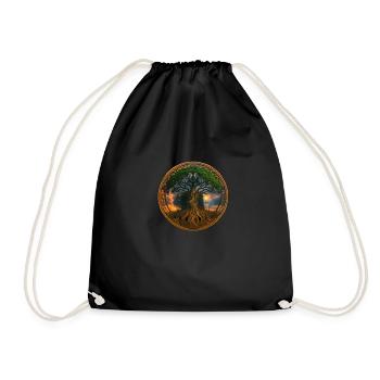 Tree of Life ,Tree of Life,Light,gold - Drawstring Bag - black - Front