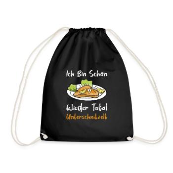 Unterschnitzelt Wiener Schnitzel Fleisch Geschenk - Turnbeutel - Schwarz - Vorne