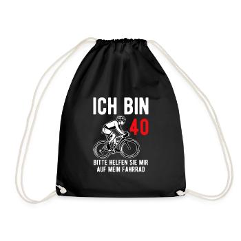 40 Geburtstag Party Ehemann lustiges Biker Fahrrad - Turnbeutel - Schwarz - Vorne