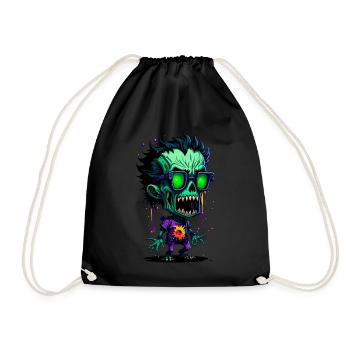 Bunter cooler Zombie - Turnbeutel - Schwarz - Vorne
