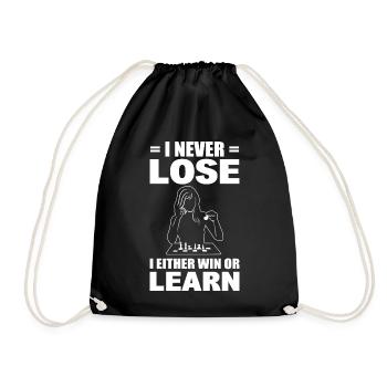 I Never Lose I Either Win Or Learn Schachtrainer - Turnbeutel - Schwarz - Vorne