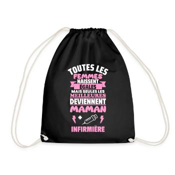 Maman infirmière, Cadeau fête des mères - Sac de sport léger - noir - Devant