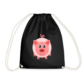 Kawaii Pig Kawaii Piggy Animals Funny - Drawstring Bag - black - Front