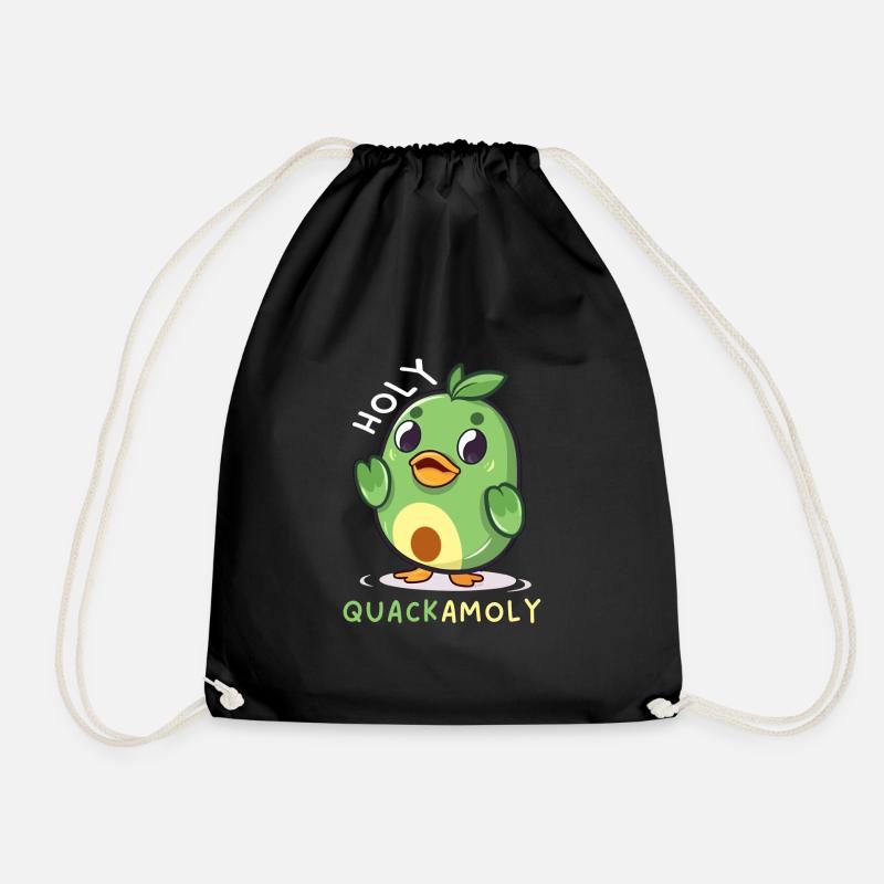 Avocado Holy Quackamoly Vegan Duck Fun - Drawstring Bag - black