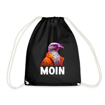 Möwe mit Sonnenbrille Moin Coole Möwen Seevogel - Turnbeutel - Schwarz - Vorne
