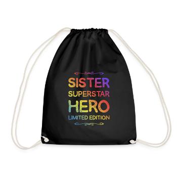 Best Sister Heroine Saying - Drawstring Bag - black - Front