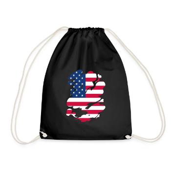 USA Flagge Amerika Fahne Stars & Stripes Patriot - Turnbeutel - Schwarz - Vorne