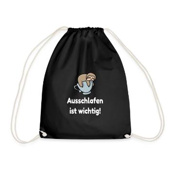 Ausschlafen ist wichtig Kaffee Morgenmuffel - Turnbeutel - Schwarz - Vorne