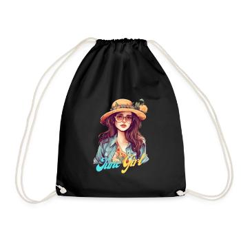 Juin fille Femmes Juin Chemise d’été et cadeaux - Sac de sport léger - noir - Devant