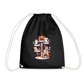 Arbre à chat d’Halloween avec de mignons chatons - Sac de sport léger - noir - Devant