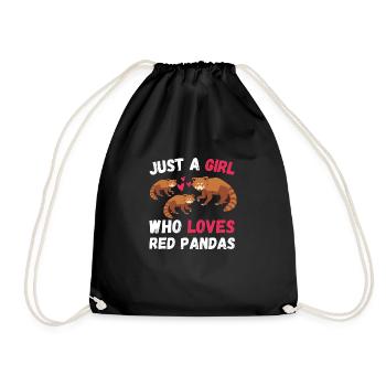 Chinesisches Tier Mädchen Geschenk Roter Panda - Turnbeutel - Schwarz - Vorne