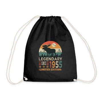 1955 legendary anniversary Born in 1955 - Drawstring Bag - black - Front