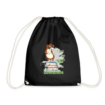 Funny Sayings Literature Books Writing Otter - Drawstring Bag - black - Front