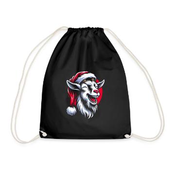 Drôle de chèvre de Noël avec chapeau de Père Noël - Sac de sport léger - noir - Devant