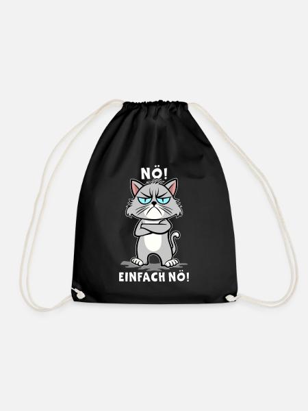 Nö! Einfach Nö Katze lustiger, ironischer Spruch - Turnbeutel - Schwarz
