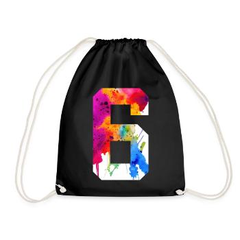 NUMBER 6 YEARS OLD 6TH BIRTHDAY - Drawstring Bag - black - Front