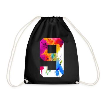 NUMBER 9 YEARS OLD 9TH BIRTHDAY - Drawstring Bag - black - Front