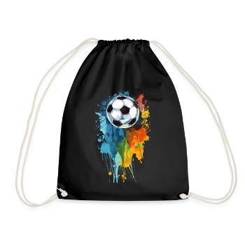 Soccer Soccer Player Ball - Drawstring Bag - black - Front
