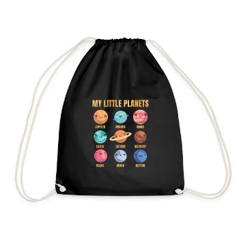 Solar System - Cute Planets - Planet - Galaxy - Turnbeutel - Schwarz - Vorne