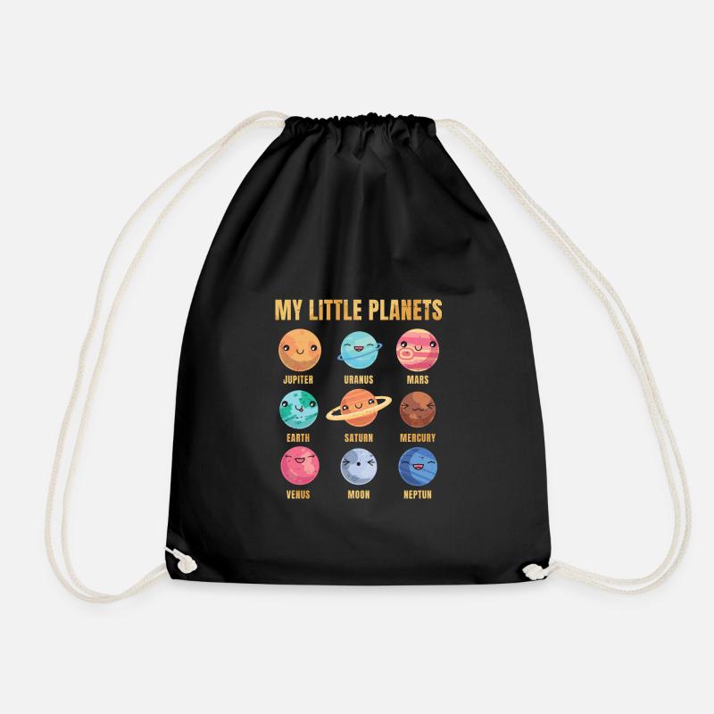 Solar System - Cute Planets - Planet - Galaxy - Turnbeutel - Schwarz