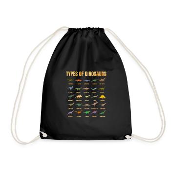 Types Of Dinosaurs Dino Identification - Cute - Drawstring Bag - black - Front