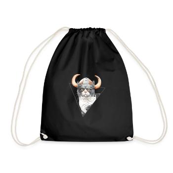 Viking Kitty Cat - Drawstring Bag - black - Front