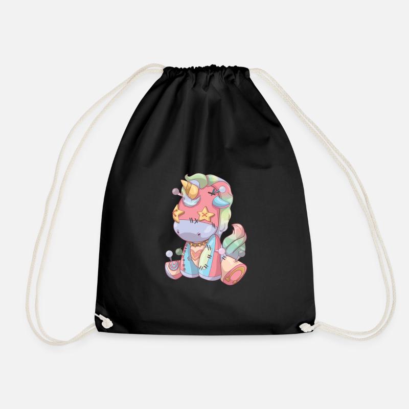 Pastel Goth Voodoo Doll Creepy Cute Unicorn - Turnbeutel - Schwarz