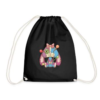 Pastel Goth Voodoo Doll Creepy Cute rabbit - Drawstring Bag - black - Front
