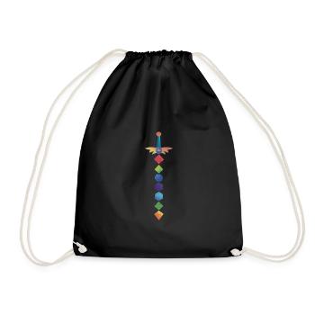 Polyhedral Dice Sword Fantasy Role-Playing Game - Drawstring Bag - black - Front