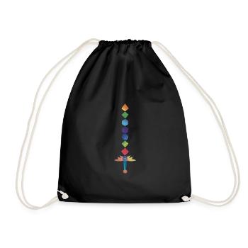 Polyhedral Dice Sword Fantasy Role-Playing Game - Drawstring Bag - black - Front