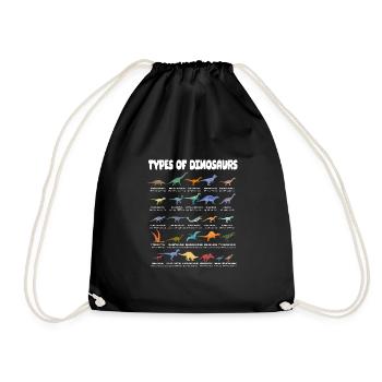 Types Of Dinosaurs Dino Identification - Cute - Drawstring Bag - black - Front