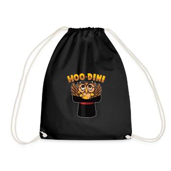 Magic - HOO-DINI - Owl Trick - Magician - Drawstring Bag - black - Front