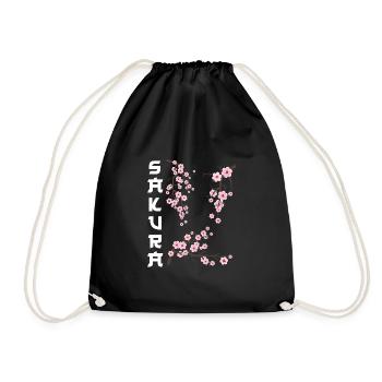 Japanese Cherry Blossom Sakura - Drawstring Bag - black - Front