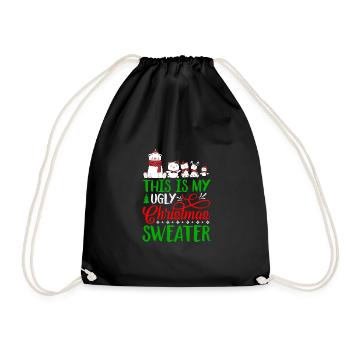 This Is My Ugly Christmas Design with Animal Motifs - Drawstring Bag - black - Front