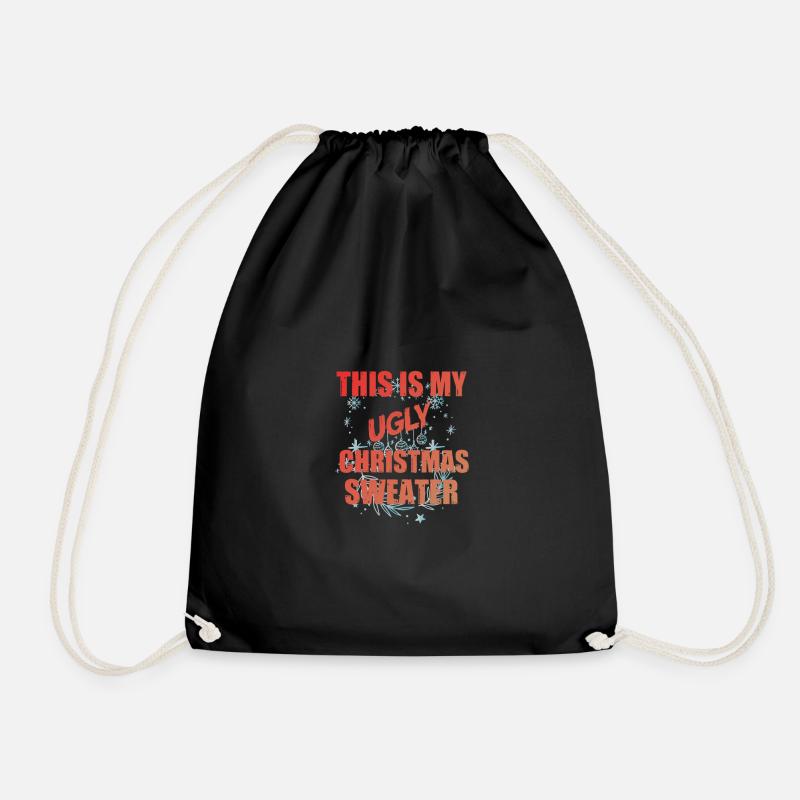This Is My Ugly Christmas Design - Drawstring Bag - black