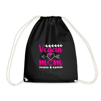 Vegan Mom, Vegan Power, Vegan Live, Lebensstil - Turnbeutel - Schwarz - Vorne