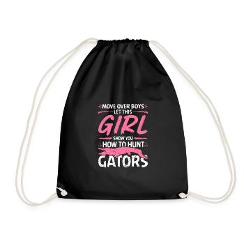 Woman Alligator Hunter, Female Gator Hunting Quote - Drawstring Bag - black - Front
