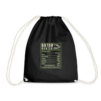 Alligator Hunter Nutrition Facts, Funny Gator - Drawstring Bag - black - Front