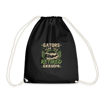Retired Alligator Hunter Grandpa Gator Hunting - Drawstring Bag - black - Front