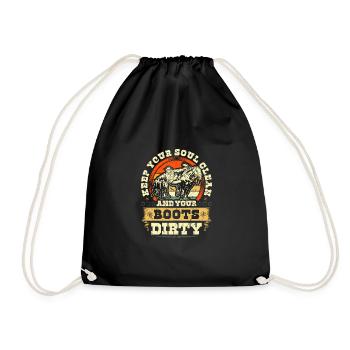 Retro Bulldogging Quote, Rodeo Cowboy Steer - Turnbeutel - Schwarz - Vorne