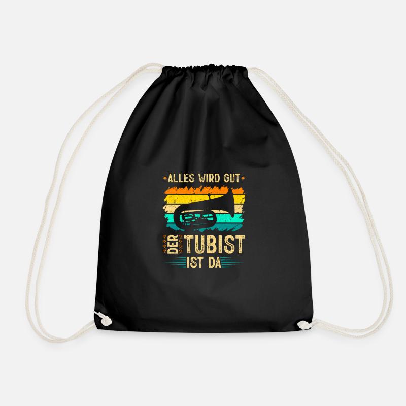 Tuba Alles Wird Gut, Retro Blasmusik Bass B Tuba - Turnbeutel - Schwarz