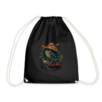 Cottagecore Aesthetic Frog Mushroom - Turnbeutel - Schwarz - Vorne