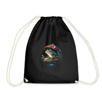 Cottagecore Aesthetic Frog Mushroom - Turnbeutel - Schwarz - Vorne