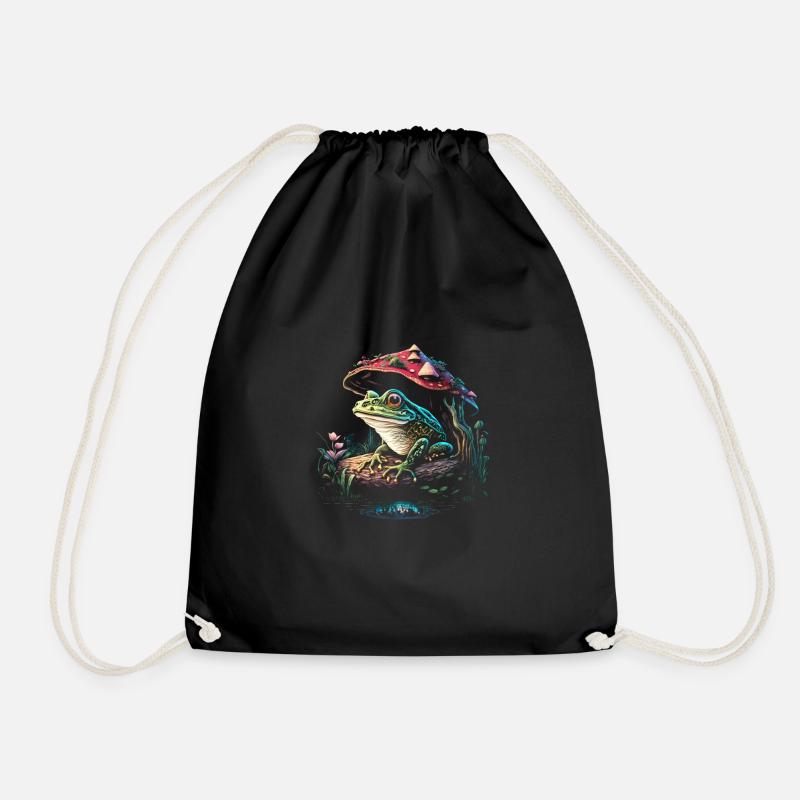 Cottagecore Aesthetic Frog Mushroom - Turnbeutel - Schwarz