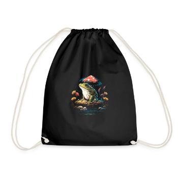 Cottagecore Aesthetic Frog Mushroom - Turnbeutel - Schwarz - Vorne