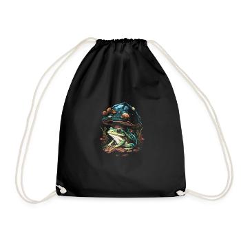 Cottagecore Aesthetic Frog Mushroom - Turnbeutel - Schwarz - Vorne