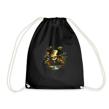 Cottagecore Aesthetic Frog playing Banjo - Turnbeutel - Schwarz - Vorne