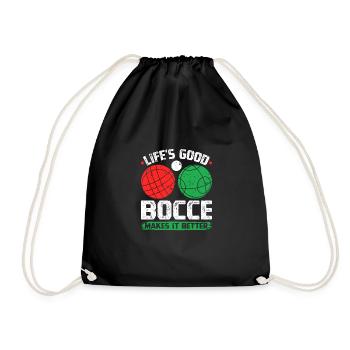Life's Good Bocce Makes It Better, Funny Bocci - Turnbeutel - Schwarz - Vorne