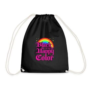 Black Is My Happy Color, Gothic Pink Emo Goth - Turnbeutel - Schwarz - Vorne
