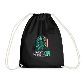 Cthulhu Cult, I Want You, Cosmic Horror Funny - Drawstring Bag - black - Front